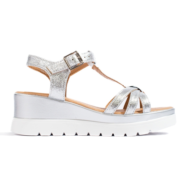 Sandalias cuña mujer Shelovet plateadas plata