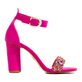 Sandalias mujer fucsia con piedras Vinceza decorativas rosa