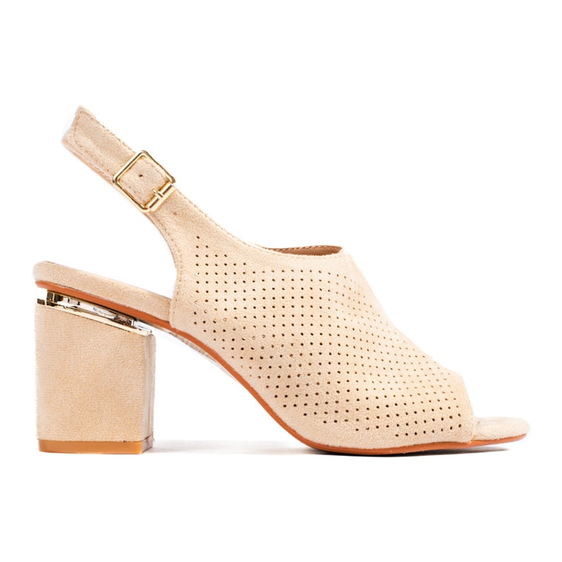 Sandalias de tacón alto en ante beige de Vinceza