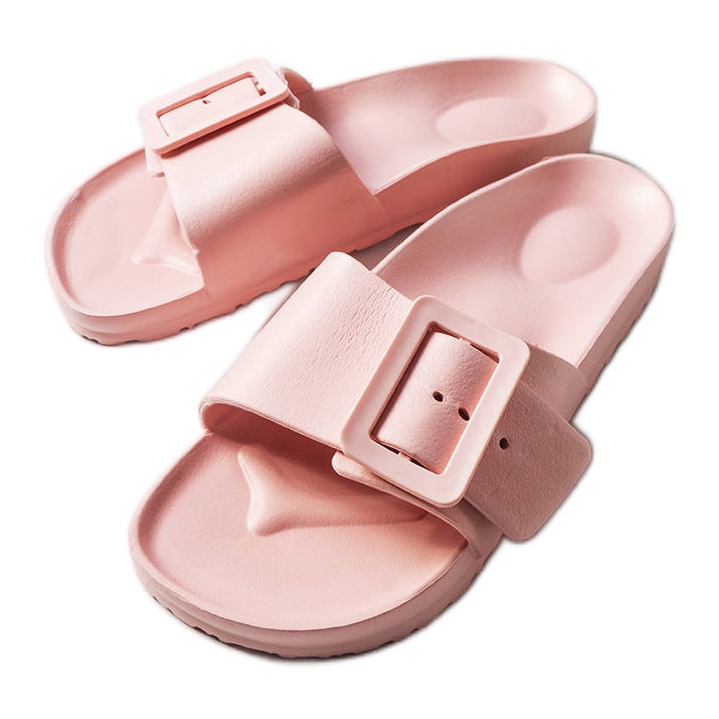 Chanclas de goma rosas con hebilla de Nelm rosado