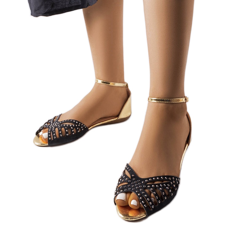 Sandalias negras caladas con circonitas de Aubrette negro