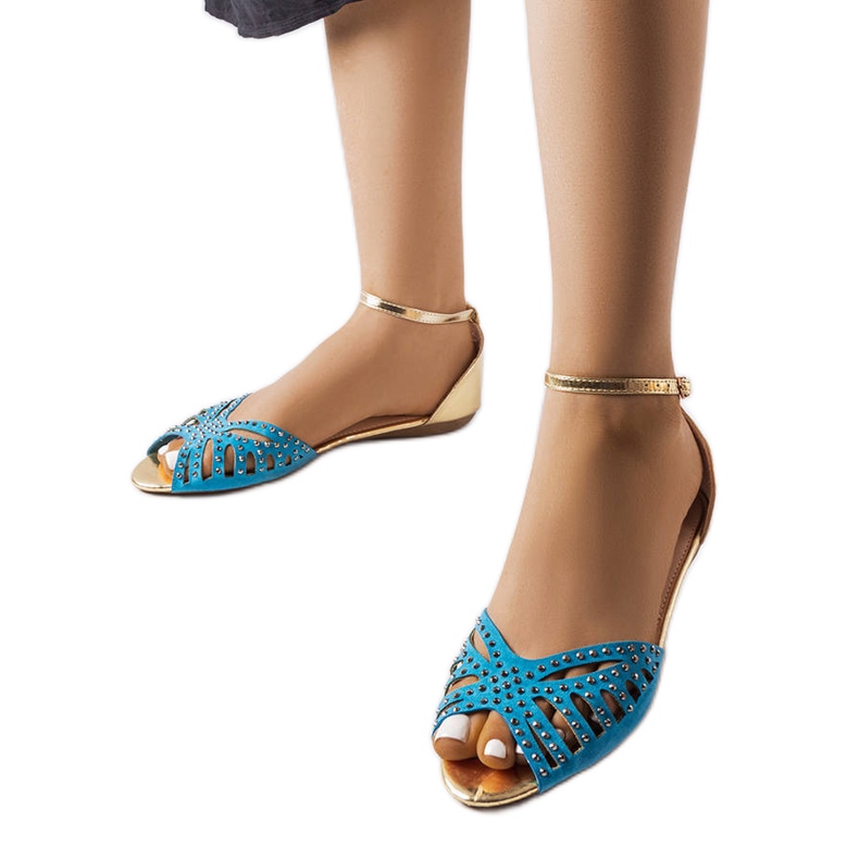 Sandalias Aubrette con pedrería azul Sandalias Aubrette con pedrería azul