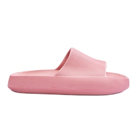 Fashion Zapatillas de espuma de moda en una plataforma masiva rosa Linnea