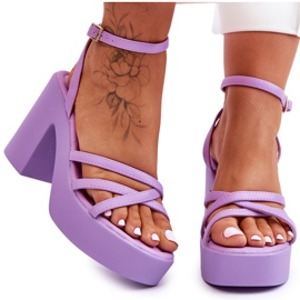FS1 Sandalias de tacones altos de moda con rayas púrpuras de Shemira violeta