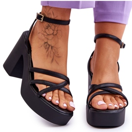 FS1 Sandalias de tacón Shemira negras de moda con correas negro