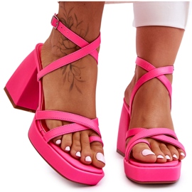 FS1 Moda Pink Secret Rose Tacones altos y sandalias de plataforma rosa