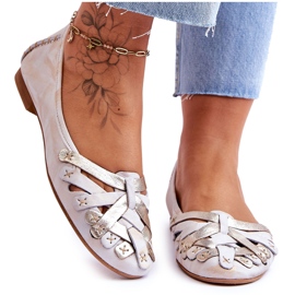 Bailarinas Mujer Piel Maciejka 01358-22 Beige-Oro