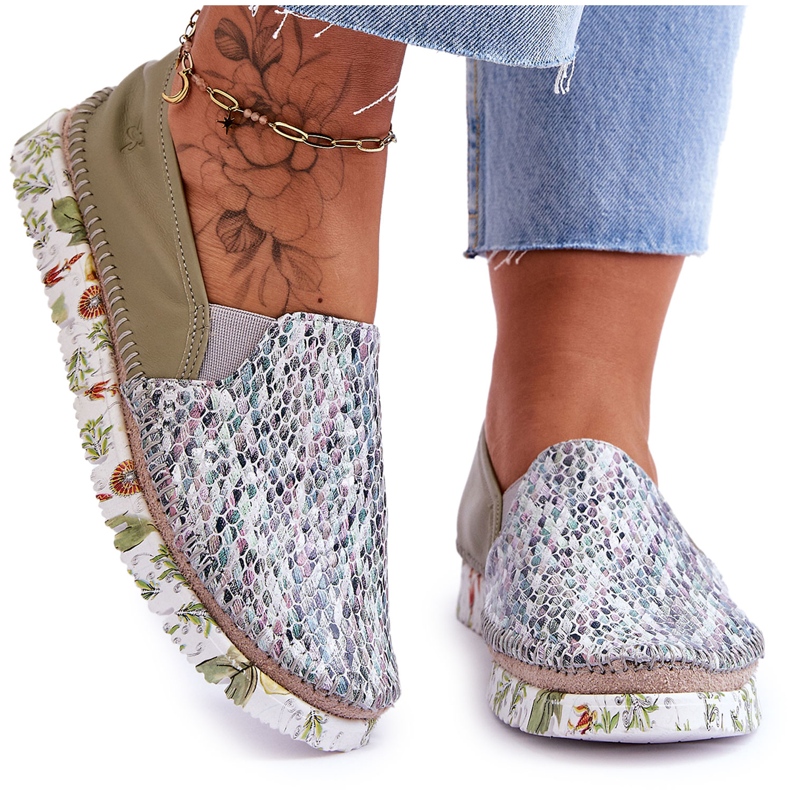 Zapatos sin cordones de cuero para mujer Maciejka 03512-51 Verde