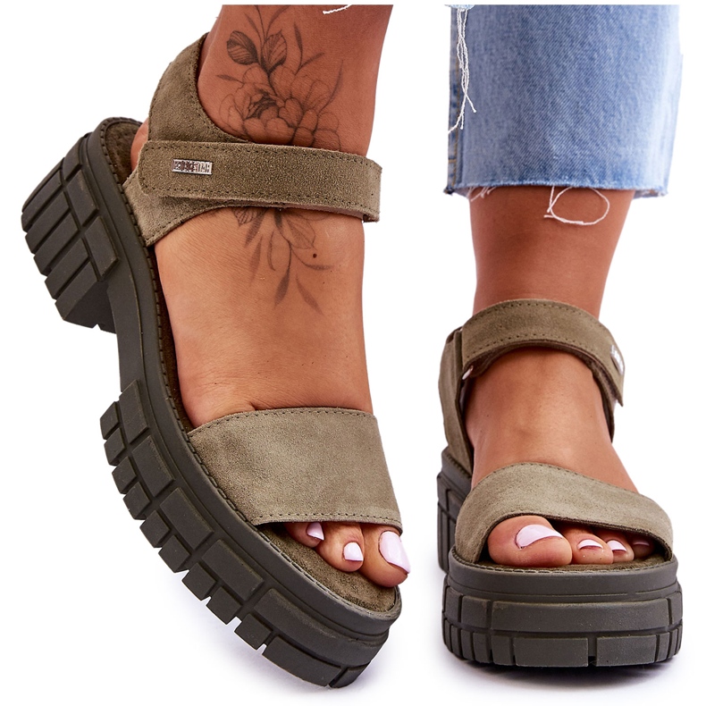 Sandalias Mujer Big Star Suede LL276033 Verde