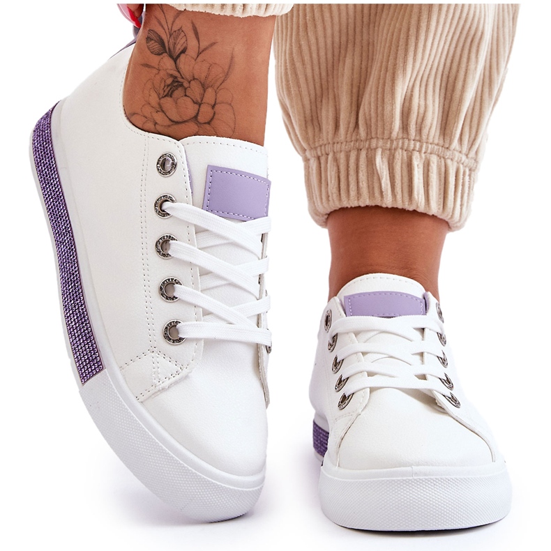 PS1 Zapatillas Bajas De Mujer Con Jets Blanco-Morado Demira PS1 Zapatillas Bajas De Mujer Con Jets Blanco-Morado Demira
