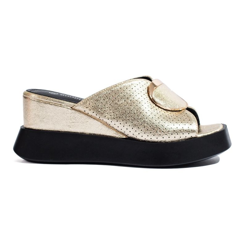 Zapatillas casa mujer cuña Shelovet oro dorado Zapatillas casa mujer cuña Shelovet oro dorado