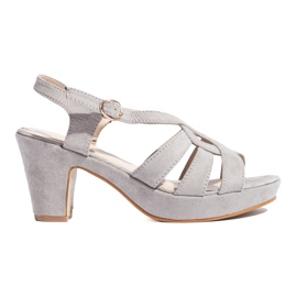 Sandalias de mujer con tacón en ante gris de Shelovet
