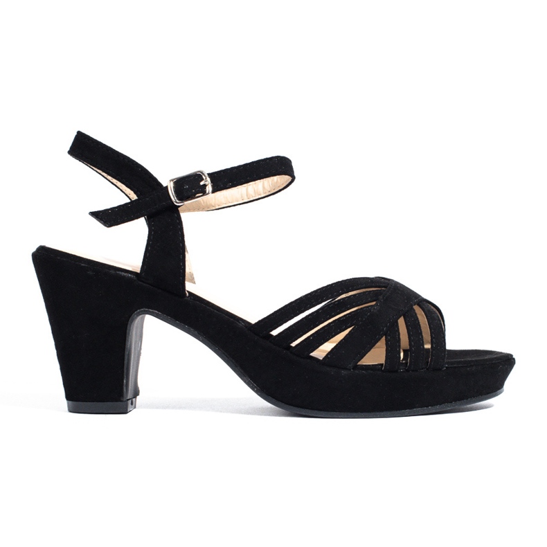 Sandalias de mujer de ante en un poste estable Shelovet negro