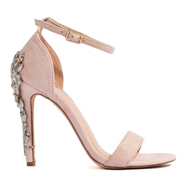 Sandalias de mujer con tacón Shelovet decorativo beige