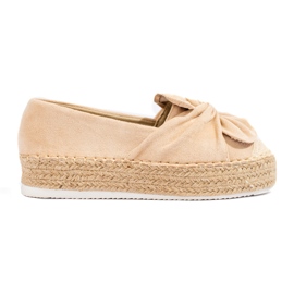 Alpargatas de ante en plataforma con lazo Shelovet beige
