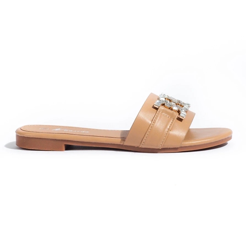 Sandalias de mujer beige con una elegante hebilla Shelovet
