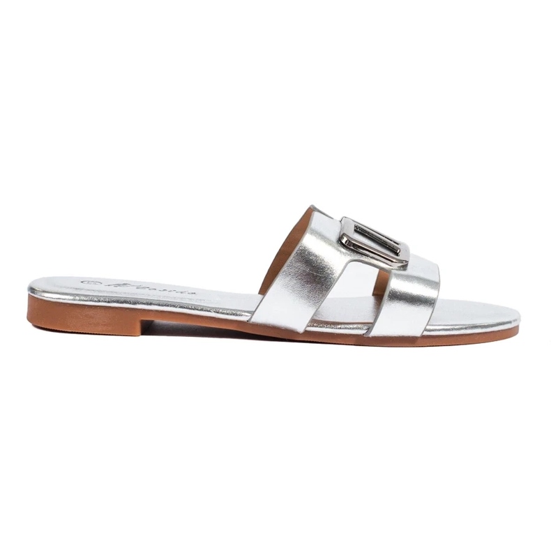 Sandalias planas plateadas con adorno Shelovet plata