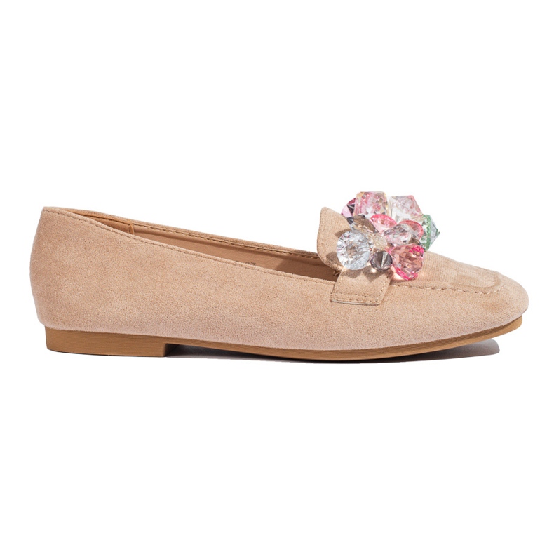 Mocasines Shelovet de ante beige con piedras