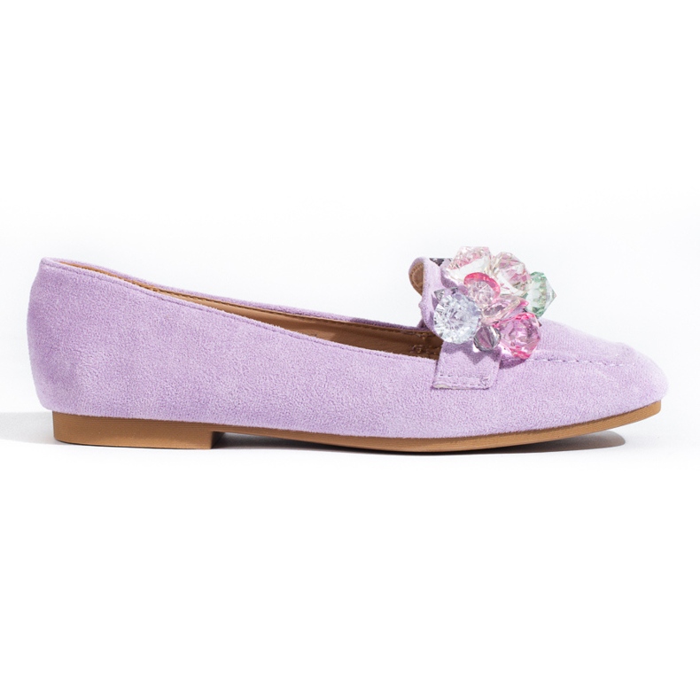 Mocasines Shelovet de ante morado con piedras violeta