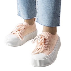 Deportivas de tejido rosa sobre plataforma Mallus