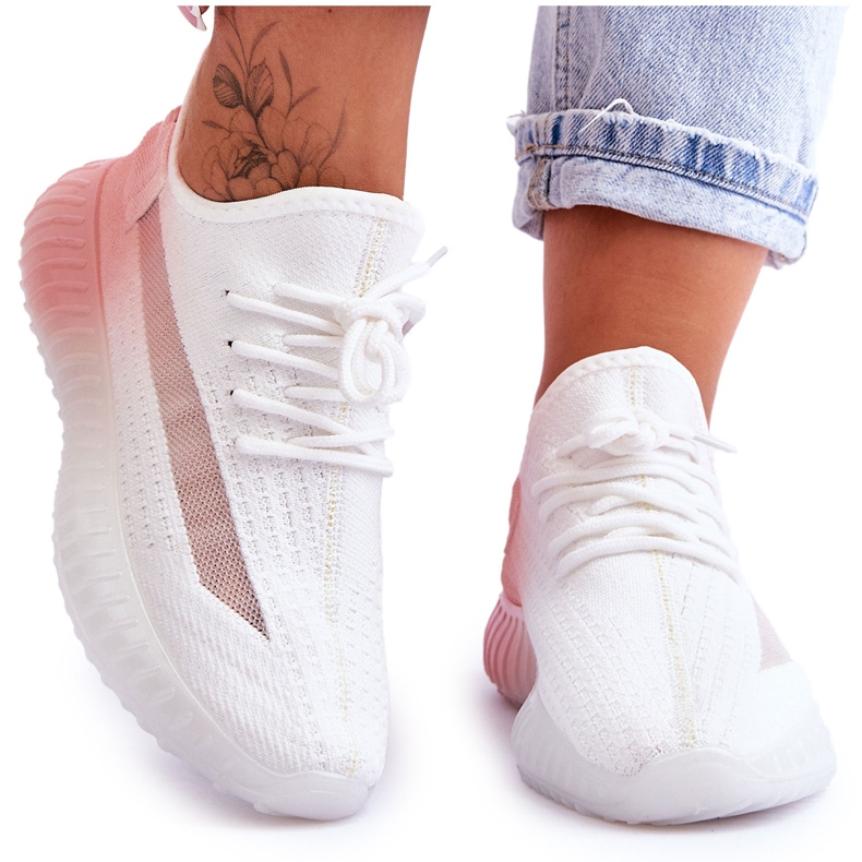 PM1 Zapatillas sin cordones Boston en blanco y rosa degradado