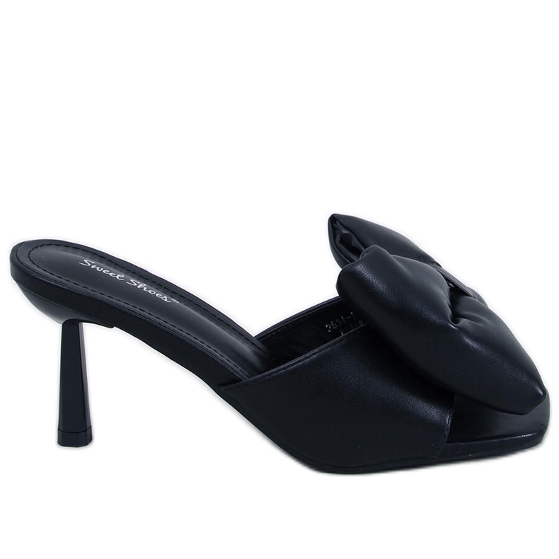 Sandalias de tacón de aguja con lazo negro Ellie