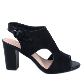 Morillo Sandalias negras tacón calado negro