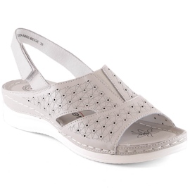 Sandalias mujer cómodas de piel con elástico y velcro beige eVento 5850