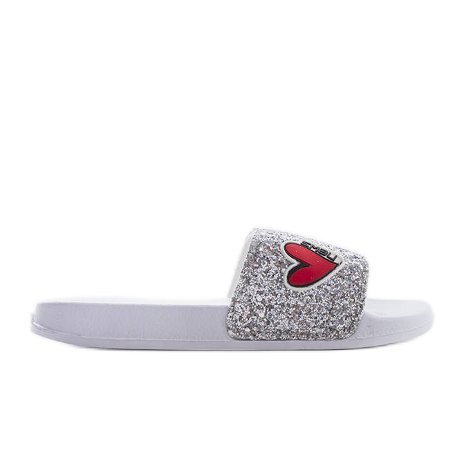 Pantuflas infantiles grises con purpurina de Boncoeur plata