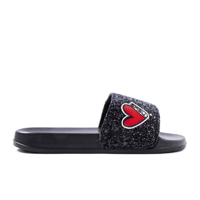 Pantuflas infantiles negras con purpurina de Boncoeur negro