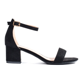Sandalias de tacón bajo en ante negras de Shelovet negro