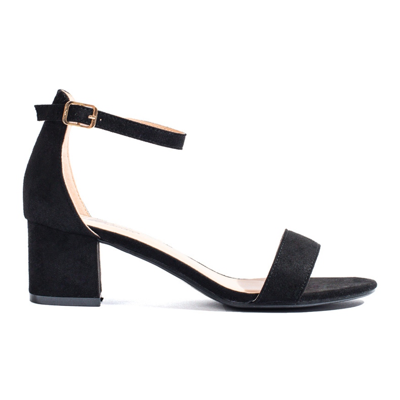 Sandalias de tacón bajo en ante negras de Shelovet negro