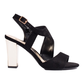 Sandalias de tacón de ante negras de Shelovet negro