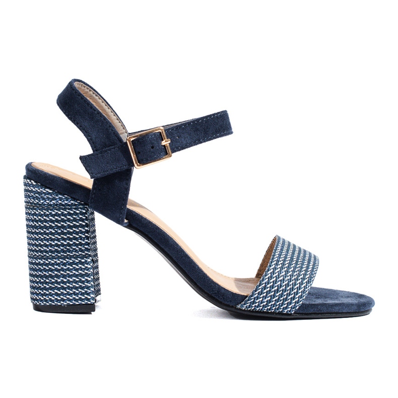 Sandalias de mujer Shelovet azul marino con tacón decorativo