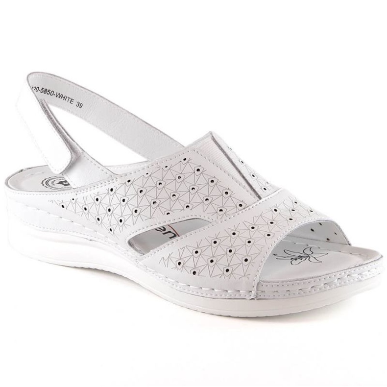 Sandalias cómodas de piel con elástico eVento W 5850 blanco