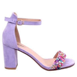 BM Sandalias tacón piedra Valentine Morado púrpura