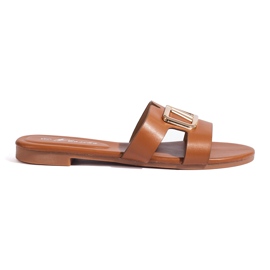 Sandalias planas con adorno marrón Shelovet