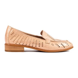 SHELOVET Zapatos mujer calados dorados Potocki beige