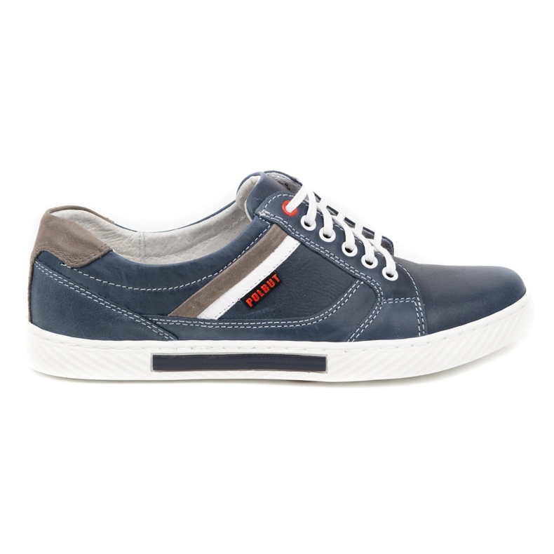 Polbut Zapatos hombre piel J47, azul marino y gris. multicolor
