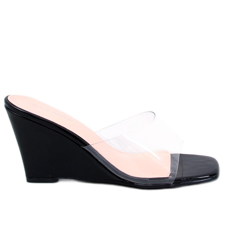 BM Chanclas con cuña transparentes Rocks Black negro