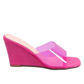 BM Chanclas Cuña Transparente Rocks Fucsia rosa