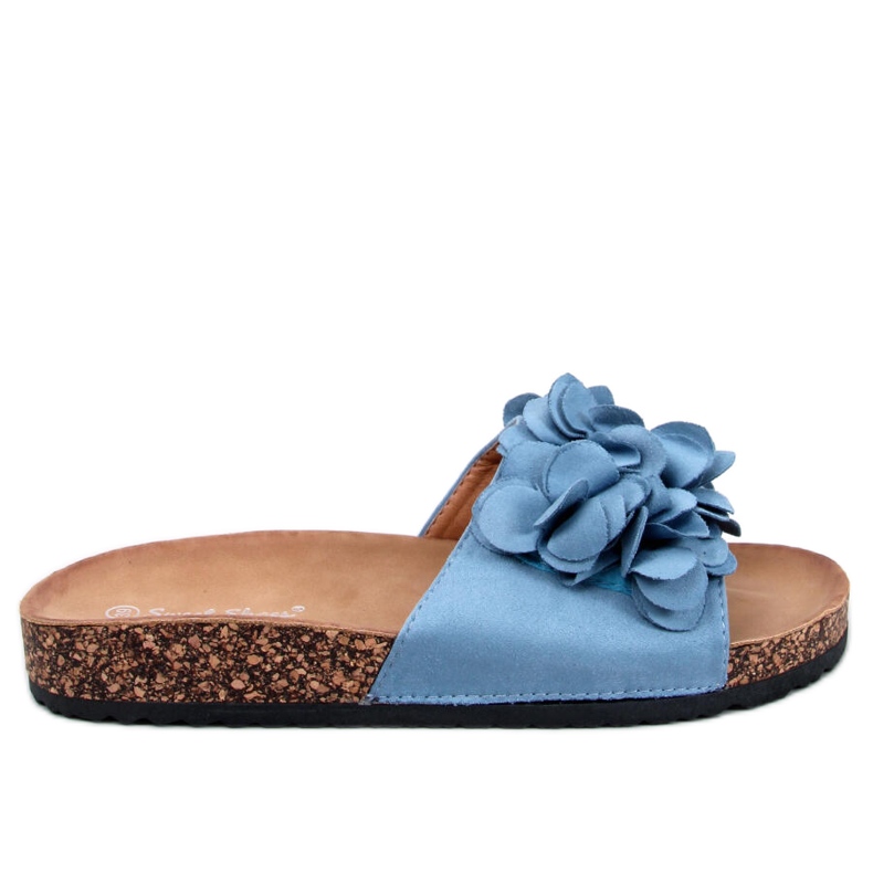 BM Zapatillas casa de corcho con flores Fowley Azul
