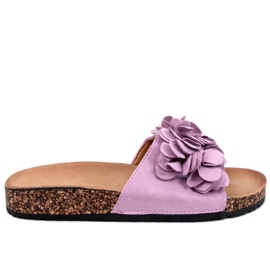BM Zapatillas casa de corcho con flores Fowley Purple violeta