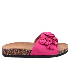 BM Zapatillas casa de corcho con flores Fowley Fucsia Melocotón rosa