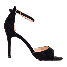 Sandalias de tacón alto en ante negras de Shelovet negro