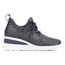 Deportivas cuña Shelovet textil negro gris