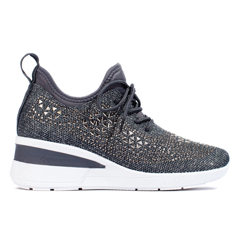 Deportivas cuña Shelovet textil negro gris