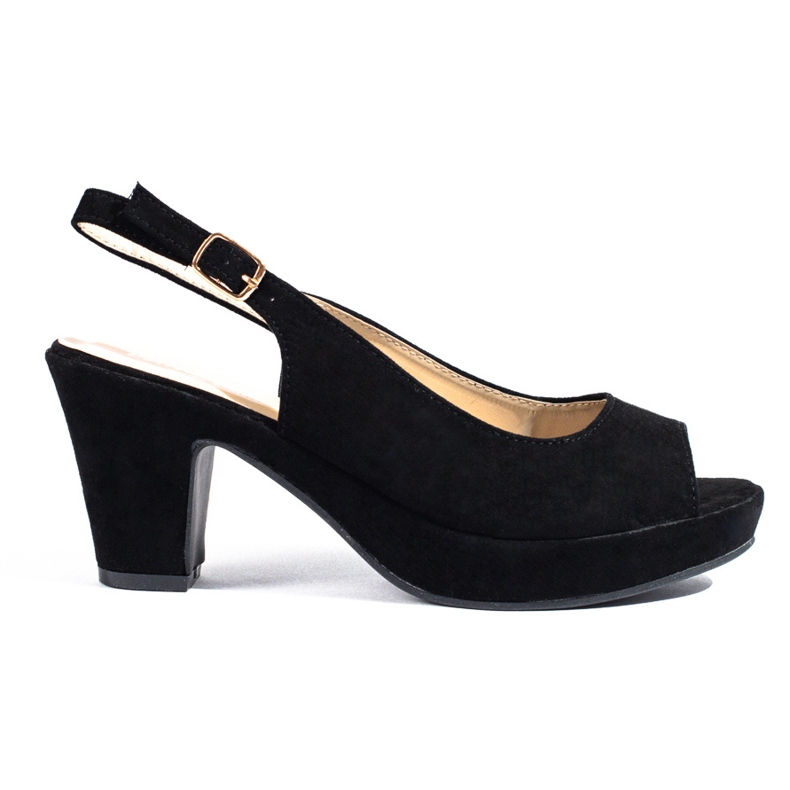 Sandalias Shelovet de ante negro con tacón cómodo