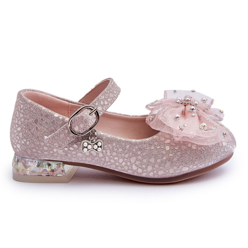 PA1 Bailarinas Infantiles Lazo Velcro Plata-Rosa Nicola