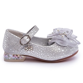 PA1 Bailarinas Infantiles Lazo Velcro Plata-Gris Nicola